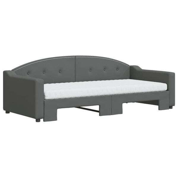 vidaXL Sofá-cama c/ gavetão e colchões 90x200cm tecido cinzento-escuro