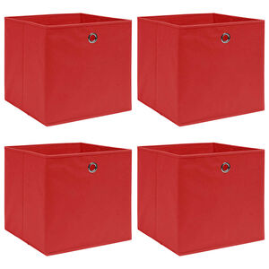 vidaXL Caixas de arruma&ccedil;&atilde;o 4 pcs 32x32x32 cm tecido vermelho