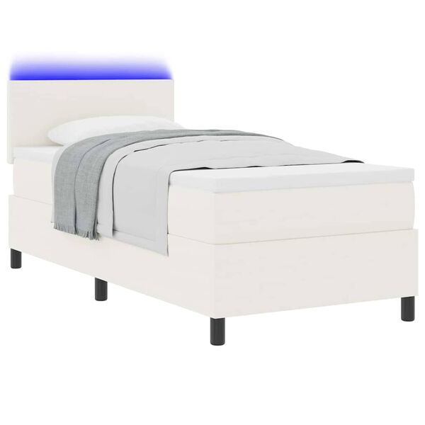 vidaXL Cama Box com luzes de tira LED Creme e Branco 203 x 90 x 88 cm
