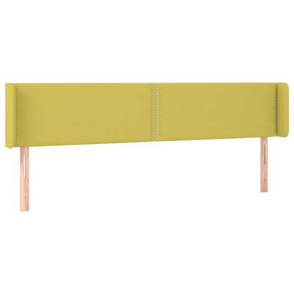 vidaXL Cabeceira de cama c/ luzes LED tecido 183x16x78/88 cm verde