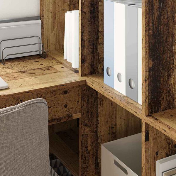 vidaXL Secretária de canto Madeira Antiga 101,5 x 149,5 x 149,5 cm