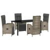 vidaXL Conjunto de Jantar para Jardim 5 unid. Cinzeto vime PE