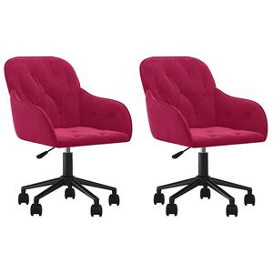 vidaXL Cadeiras de jantar girat&oacute;rias 2 pcs veludo vermelho tinto