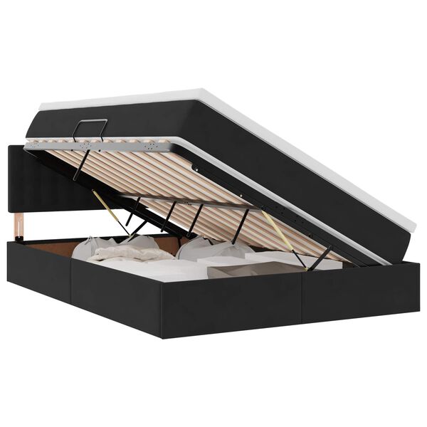 vidaXL Cama com arruma&ccedil;&atilde;o e LED com colch&atilde;o Preto 140 x 190 cm Veludo