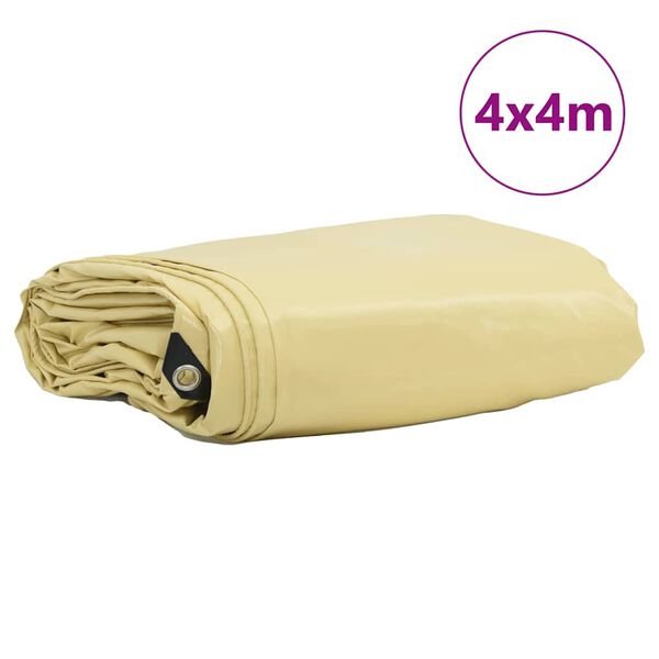 vidaXL Lona 650g / m&sup2; Bege 4 x 4 m Lona com revestimento em PVC