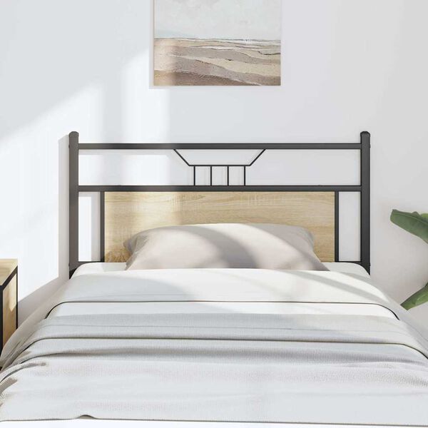 vidaXL Cabeceira de cama 107 cm derivados madeira/a&ccedil;o carvalho sonoma