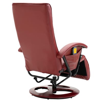 vidaXL Cadeira de massagens couro artificial vermelho tinto