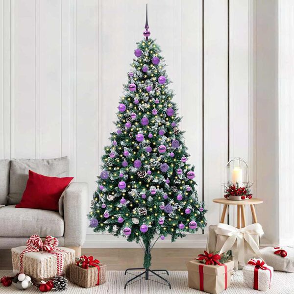 vidaXL &Aacute;rvore de Natal Artificial Verde 210 cm PVC, A&ccedil;o e Pl&aacute;stico