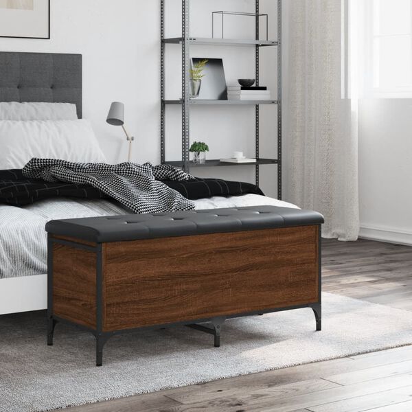 vidaXL Banco arruma&ccedil;&atilde;o 102x42x45cm derivados madeira carvalho castanho