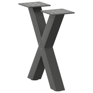 vidaXL P&eacute;s para mesa de centro em formato de X, 2 pe&ccedil;as, antracite, 37x(30-31) cm, a&ccedil;o