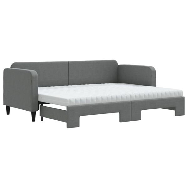 vidaXL Sof&aacute;-cama c/ gavet&atilde;o e colch&otilde;es 80x200cm tecido cinzento-escuro