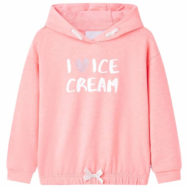 Sweatshirt para criança com capuz rosa-brilhante 140