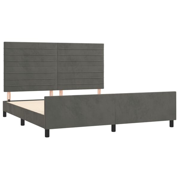 vidaXL Estrutura de cama sem colch&atilde;o 160x200 cm veludo cinzento-escuro