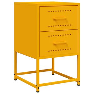 vidaXL Mesa de cabeceira 36x39x60,5 cm a&ccedil;o amarelo mostarda