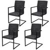 vidaXL Cadeiras de jantar cantilever 4 pcs couro artificial preto
