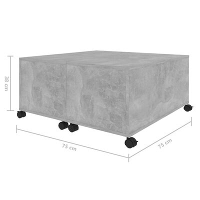 vidaXL Mesa de centro 75x75x38 cm contraplacado cinzento cimento