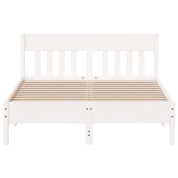 vidaXL Cama sem colch&atilde;o 120x200 cm madeira de pinho maci&ccedil;a branco