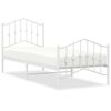 vidaXL Estrutura de cama com cabeceira e p&eacute;s 90x200 cm metal branco
