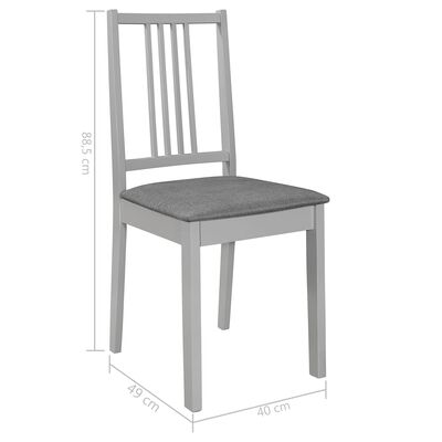 vidaXL Cadeiras de jantar com almofadões 4 pcs madeira maciça cinzento