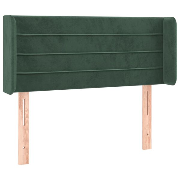 vidaXL Cabeceira cama c/ luzes LED veludo 83x16x78/88 cm verde-escuro