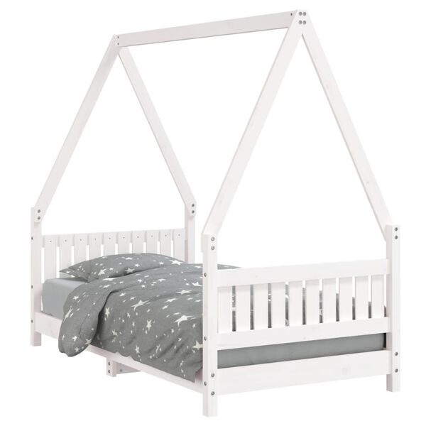 vidaXL Estrutura de cama infantil 80x160 cm pinho maci&ccedil;o branco