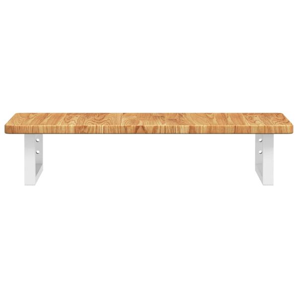 vidaXL Prateleira de parede p/ lavat&oacute;rio a&ccedil;o/madeira carvalho maci&ccedil;a