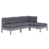 vidaXL 4 pcs conjunto lounge de jardim c/ almofad&otilde;es pinho maci&ccedil;o