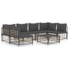 vidaXL 7 pcs conjunto lounge de jardim c/ almofad&otilde;es vime PE antracite