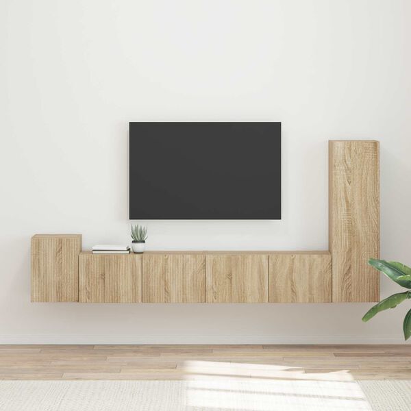 vidaXL Conjunto de m&oacute;vel de TV Montado na parede 3 pcs Carvalho Sonoma