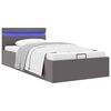 vidaXL Cama hidr&aacute;ulica c/ arruma&ccedil;&atilde;o LED 100x200cm couro artific. cinza
