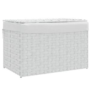 vidaXL Cesto para roupa suja com tampa 55,5x35x34 cm vime PE branco