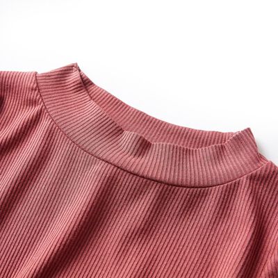 T-shirt manga comprida para criança de meia gola vermelho-queimado 92