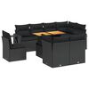 vidaXL 9 pcs conjunto de sof&aacute;s p/ jardim c/ almofad&otilde;es vime PE preto