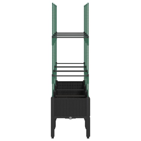 vidaXL Vaso/floreira de jardim c/ treli&ccedil;a 120x40x142,5 cm PP preto