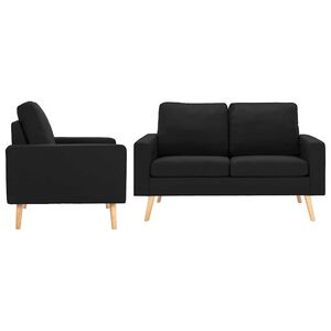 vidaXL 2 pcs conjunto de sof&aacute;s tecido preto