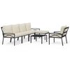vidaXL 7 pcs conjunto lounge de jardim a&ccedil;o c/ almofad&otilde;es areia