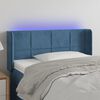 vidaXL Cabeceira de cama c/ luzes LED veludo 83x16x78/88cm azul-escuro