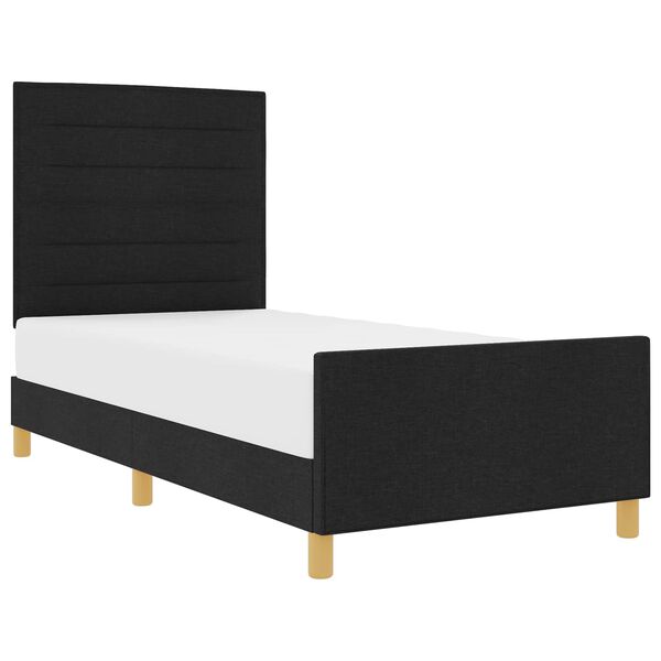 vidaXL Estrutura da Cama com cabeceira Preto 90 x 190 cm tecido