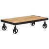 vidaXL Mesa de centro c/ rodas madeira mangueira maci&ccedil;a 100x55x26 cm