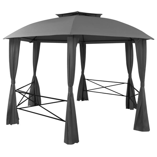 vidaXL Tenda de jardim com cortinas hexagonal 360x265 cm