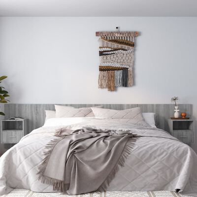 vidaXL Cabeceira cama + armários madeira processada sonoma cinzento
