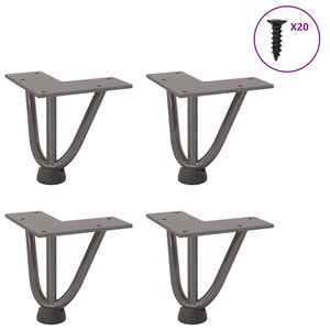 vidaXL Pernas de grampo para mesa de centro 4 pe&ccedil;as A&ccedil;o natural 10 cm A&ccedil;o maci&ccedil;o