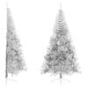 vidaXL Meia &aacute;rvore de Natal artificial com suporte 240 cm PET prateado