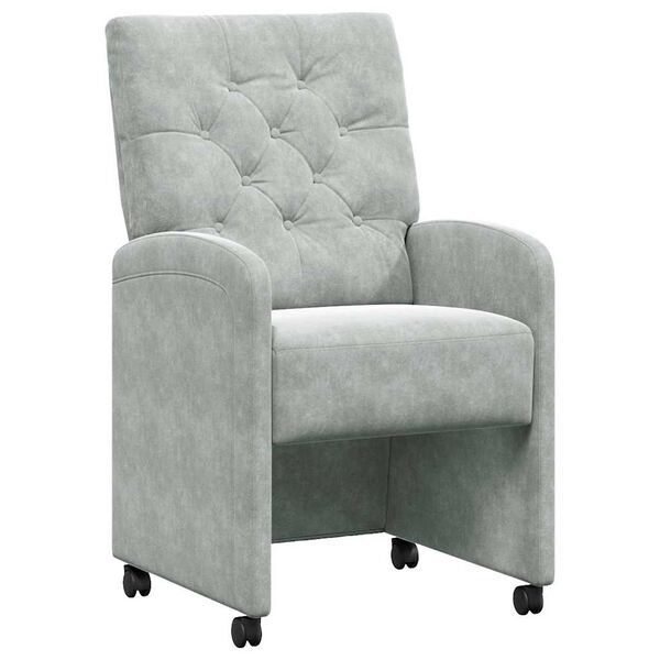 vidaXL Cadeiras de Jantar com Rodas com rodas 2 pcs Cinzento-claro