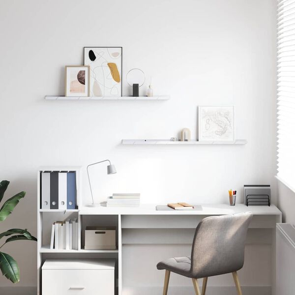 vidaXL Prateleira de Parede 2 pcs M&aacute;rmore Branco 100 x 9 x 3 cm