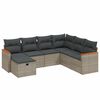 vidaXL 7 pcs conjunto sof&aacute;s p/ jardim c/ almofad&otilde;es vime PE cinzento