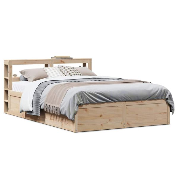 vidaXL Estrutura cama c/ cabeceira 140x190 cm pinho maci&ccedil;o