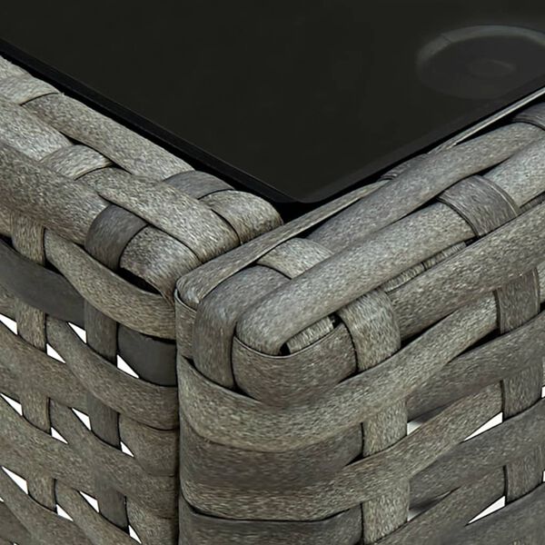 vidaXL 3 pcs conjunto bistrô com almofadões vime PE cinzento