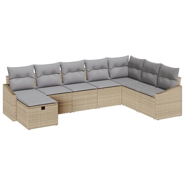 vidaXL Conjunto de Sof&aacute; de Jardim 8 pcs Bege 55 x 62 x 69 cm