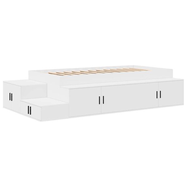 vidaXL Estrado de cama com arrumação Branco 90 cm Madeira processada